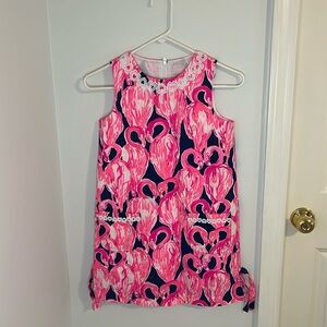 This is a girls size 10, pink and navy, never worn, Lilly Pulitzer dress